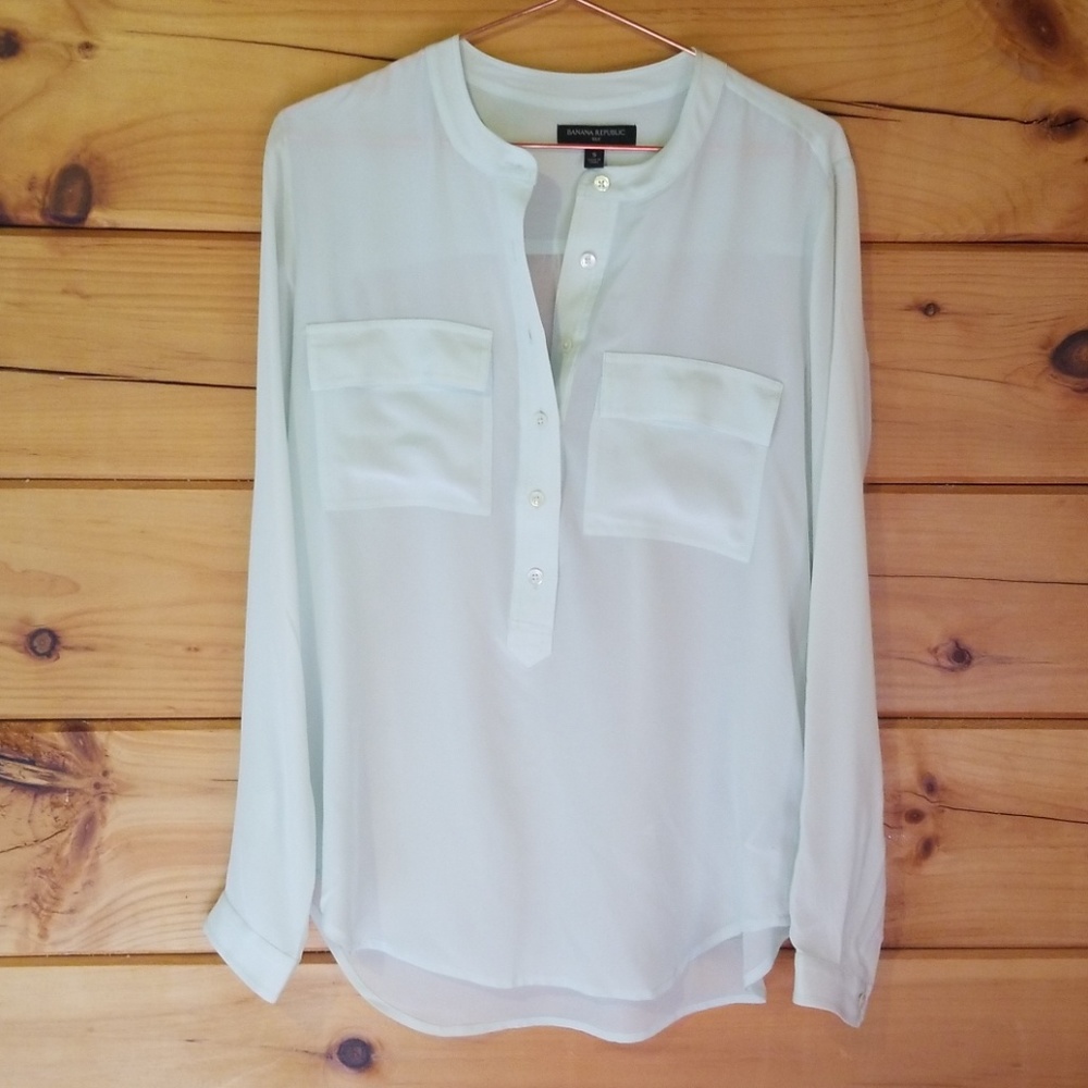 Silk Mint Green Banana Republic Button Down